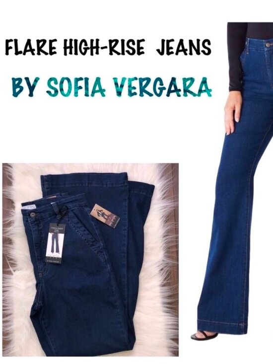 sofia by sofia vergara Denim - Sofia Jeans by Sofia Vergara High Rise Flare Dark Wash Blue Denim Jeans Size 16